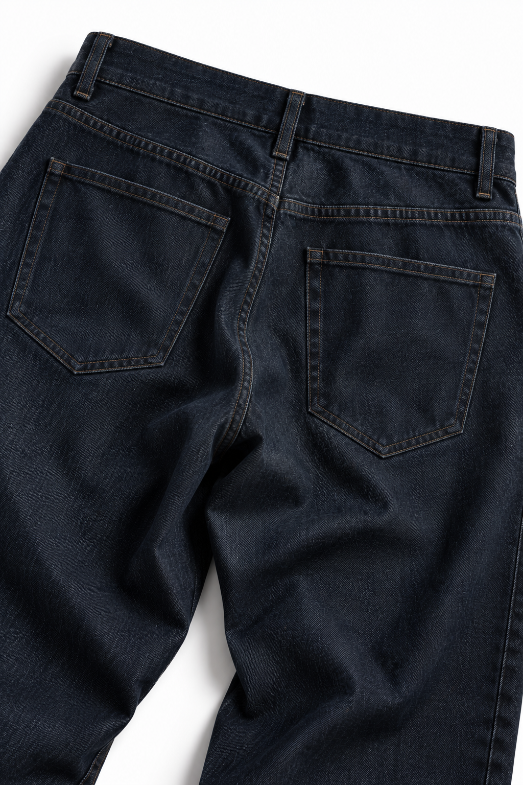 Cinder Indigo Wide — back pocket detail on dark indigo denim