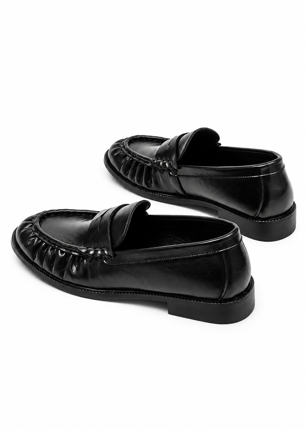 Bracken Loafer — rear three-quarter view showing the low stacked heel