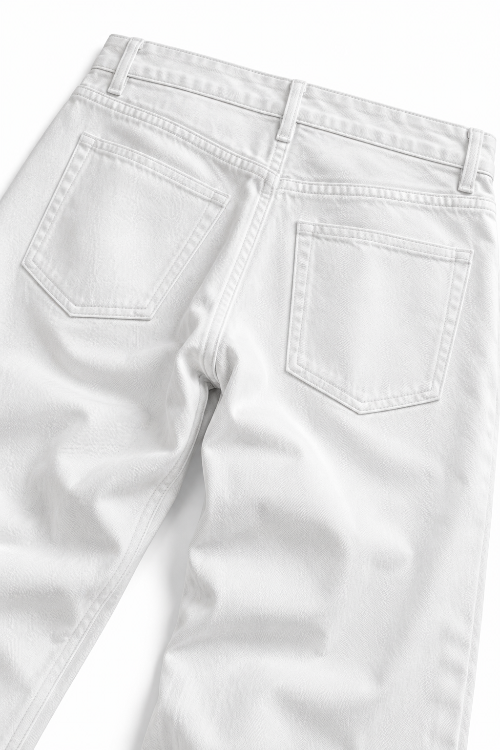 Bonnet White Straight — back pocket detail on white denim
