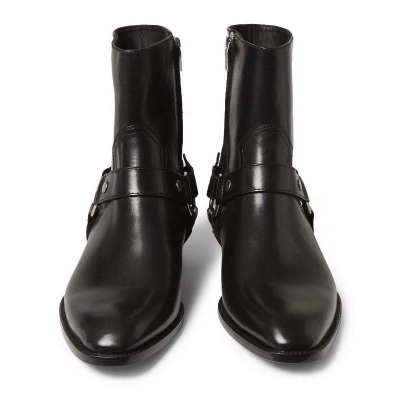 Flint Zip Boot — front view of the pair, pointed toe