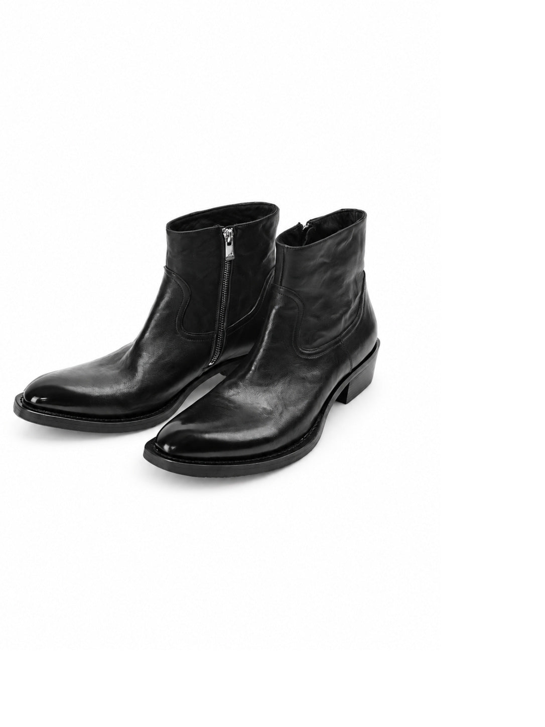 Talus Zip Boot — angled view of the pair showing the low stacked heel
