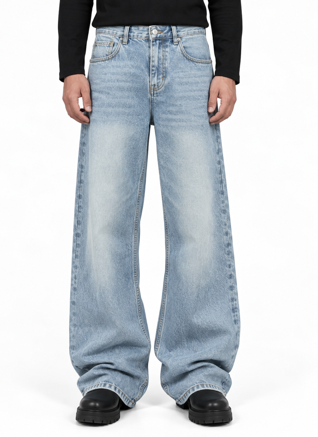 Meridian Bootcut pale blue on model